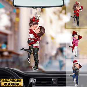 Couple Portrait, Firefighter, Nurse, Police Officer,Chef, EMS, Flight, Teacher, Gifts by Occupation Personalized Acrylic Car Ornament