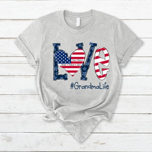 Personalized Love Grandma Life American Flag T-Shirt