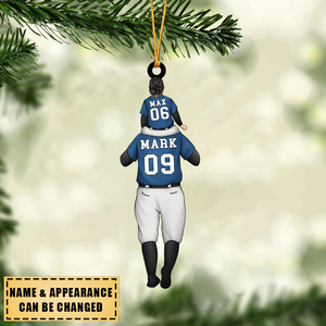 Dad And Kids Play Baseball Together - Personalized Ornament - Appropriate gift for Christmas