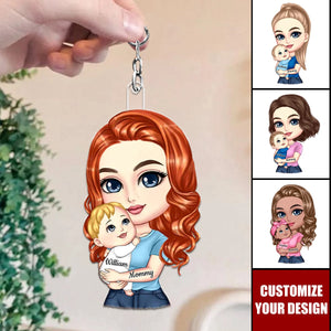 Mom Hugs Baby Gift For Newborn New Mom Personalized Acrylic Keychain