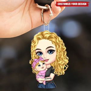 Mom Hugs Baby Gift For Newborn New Mom Personalized Acrylic Keychain