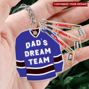 Hockey Dad's Dream Team - Personalized Acrylic Keychain