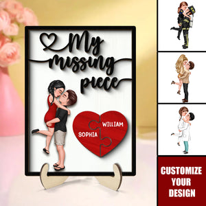 My Missing Piece Heart Pieces Personalized 2-Layer Wooden Plaque