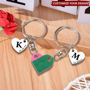 Anniversary Couple Gift - Personalized Heart Keychain