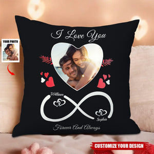 Personalized Couple Photo Infinity Symbol Pillow
