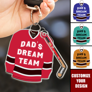 Hockey Dad's Dream Team - Personalized Acrylic Keychain