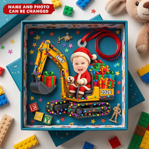 Custom Photo Excavator Personalized Christmas Acrylic Ornament