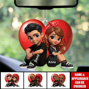 Pretty Couple Roses Heart Personalized Acrylic Ornament, Heartfelt Anniversary Gift, Valentine's Day Gift for Couples