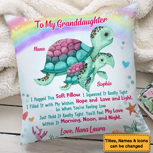 Gift For Granddaughter Turtle Rainbow Hug This Pillow