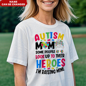 Autism Mom Raising Hero Personalized Name T-Shirt