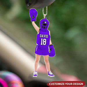 Personalized Boxing Kid Car Ornament, Acrylic Ornament For Boxing Lovers/Boxers