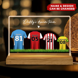 Daddy's Team Soccer Shirt Personalized Acrylic LED Night Light