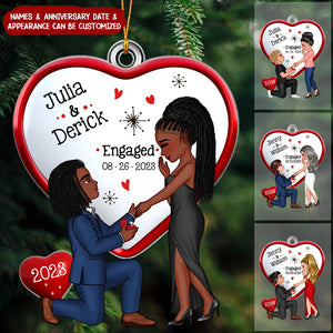 Christmas Keepsake Proposal Memory Engagement Couple Personalized Acrylic Ornament