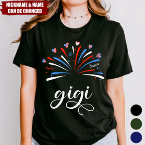Proud Grandma And Kids Firework 4Th Of July - Personalized Shirt