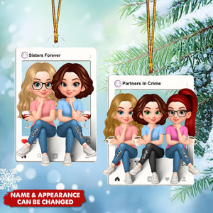 Besties Sisters Social Network Frame - Personalized Christmas Acrylic Ornament