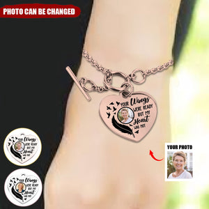 Your Wings Were Ready Personalized Photo Heart Bracelet