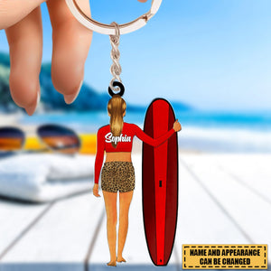 Personalized Surfing Keychain, Gifts For Surfers, Sport Gifts For Surfing Lover