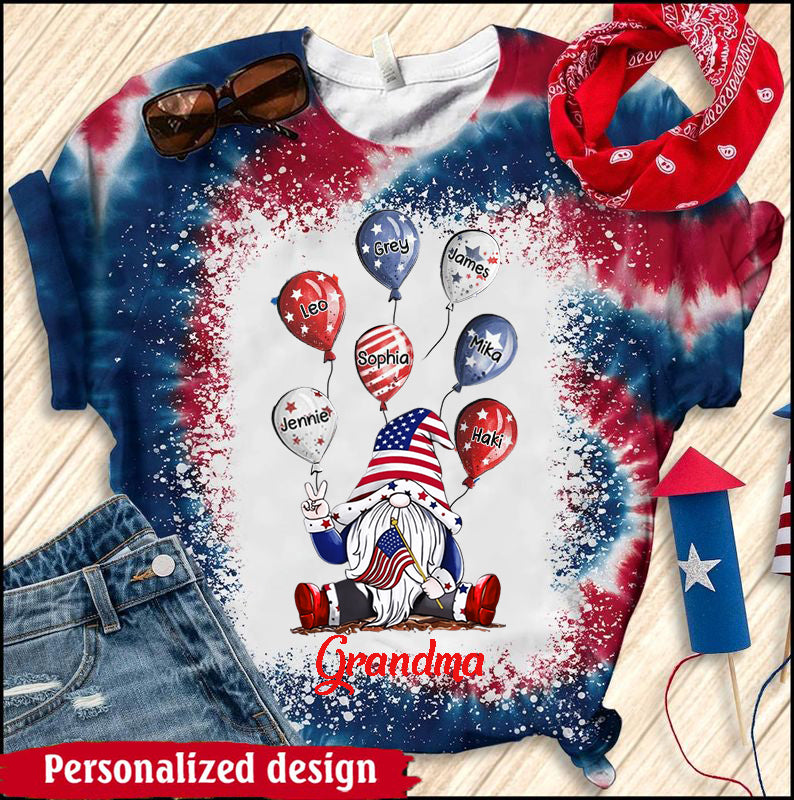 Grandma Mom Dwarf 4th Of July And Grandkids Balloons - Personalized 3D T-shirt