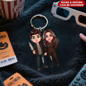 Halloween Horror Theme Couple Matching Personalized Acrylic Keychain