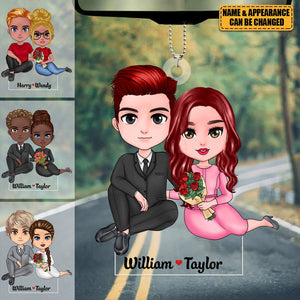 Couple Cuddling - Personalized Acrylic Ornament, Valentine's Day Gift For Couple