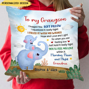 Gift For Grandson I Hugged This Soft Pillow - Personalized Pillow