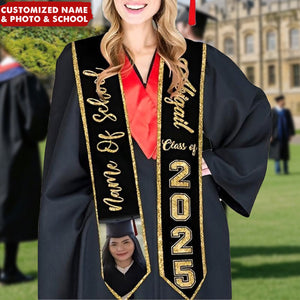 Custom Grads Name School Personalized Photo Graduation Stoles