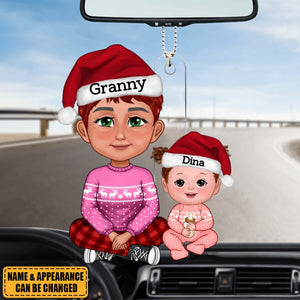 Cute Grandma Granddaughter Grandson Crossed Leg Personalized Acrylic Ornament