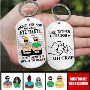 Personalized Dad/Mom And Daughter/Son Stainless Steel Keychain - Gift Idea For Father's Day From Daughter/Son - Like Father Like Daughter Oh Crap