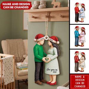 See You In 2027 Personalized Wooden Ornament - Custom Christmas Pregnancy Gift for Expecting Parents