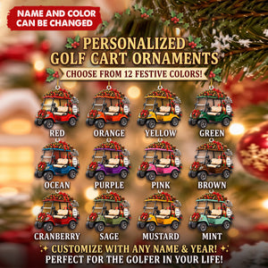Personalized Golf Cart Christmas Ornament, Gift For Golf Lovers, Golfer Dad, Husband & Grandpa