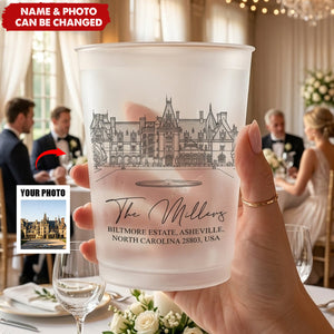 Custom Photo Wedding Venue Illustration Drawing Wedding Favors - Personalized Cups
