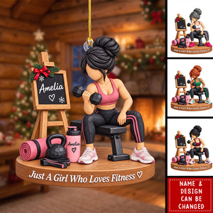 Personalized Fitness Gym Girl Acrylic Ornament — Gift For Fitness & Weightlifting Lovers