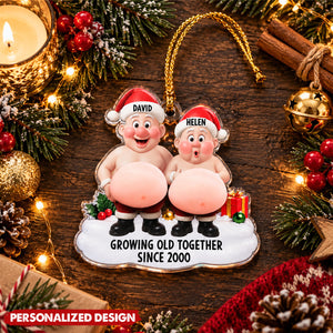 Personalized Funny Couple Acrylic Christmas Ornament, 3D Squishy Belly