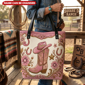 Boots & Hat - Personalized Cowgirl Tote Bag