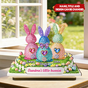 Grandma's Little Bunnies Easter - Personalized 2-Layered Wooden Plaque - Sentimental Gift for Grandma