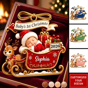 Custom First Christmas Acrylic Ornament - Personalized Christmas Baby Shower