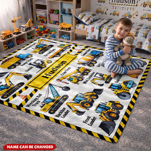 Construction Vehicles Personalized Custom Blanket, Gift For Kids
