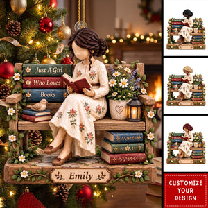Just A Girl Who Loves Books Personalized Acrylic Ornament - Custom Christmas Gift for Readers