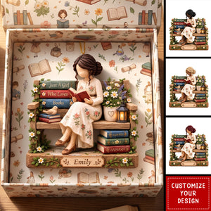 Just A Girl Who Loves Books Personalized Acrylic Ornament - Custom Christmas Gift for Readers