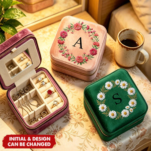 Custom Birth Flower & Name Birth Flower Faux Pattern - Personalized Jewelry Box