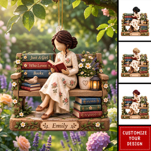 Just A Girl Who Loves Books Personalized Acrylic Ornament - Custom Christmas Gift for Readers