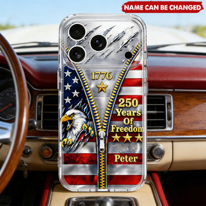 Years Of Freedom Personalized Clear Phone Case, Gift For Patriots