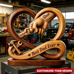 Personalized Dad Kids Hands Wooden Plaque, Father’s Day Gift, Infinity Design Sign