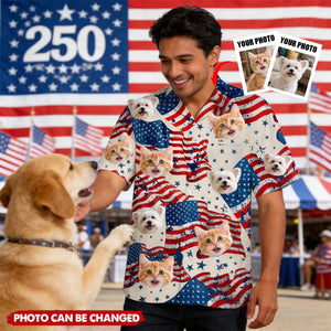 Custom Dog, Cat Photo American Eagle Flag Independence Hawaii Shirt