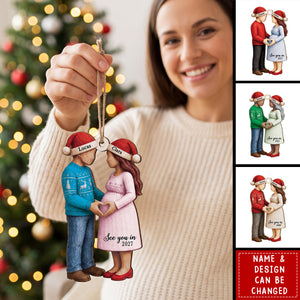 See You In 2027 Personalized Wooden Ornament - Custom Christmas Pregnancy Gift for Expecting Parents
