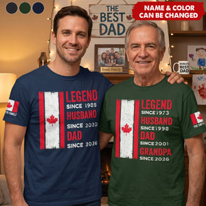 Father's Day Gifts, Legend, Husband, Dad And Grandpa - Canada Flag Version - Personalized T-Shirt