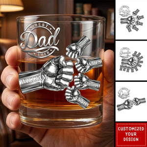 Metal Effect Best Dad Grandpa Ever - Personalized Whiskey Glass