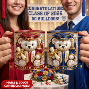 Lovely Bear - Celebrate Graduation Accent Mug - Personalized Gifts For Graduates