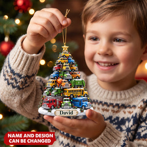 Personalized Kid Truck Acrylic Ornament, Gift For Truck Lovers