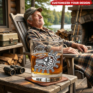 Metal Effect Best Dad Grandpa Ever - Personalized Whiskey Glass